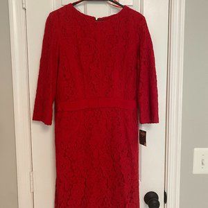 Taylor Red Lace Dress Size 10 Cocktail Christmas, New With Tags, Never Worn